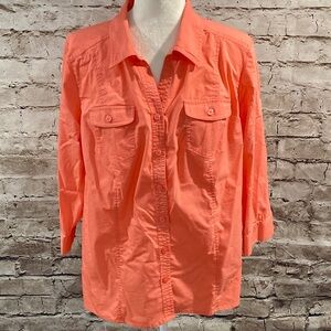 Christopher & Banks Vibrant Coral Button-Down Shirt